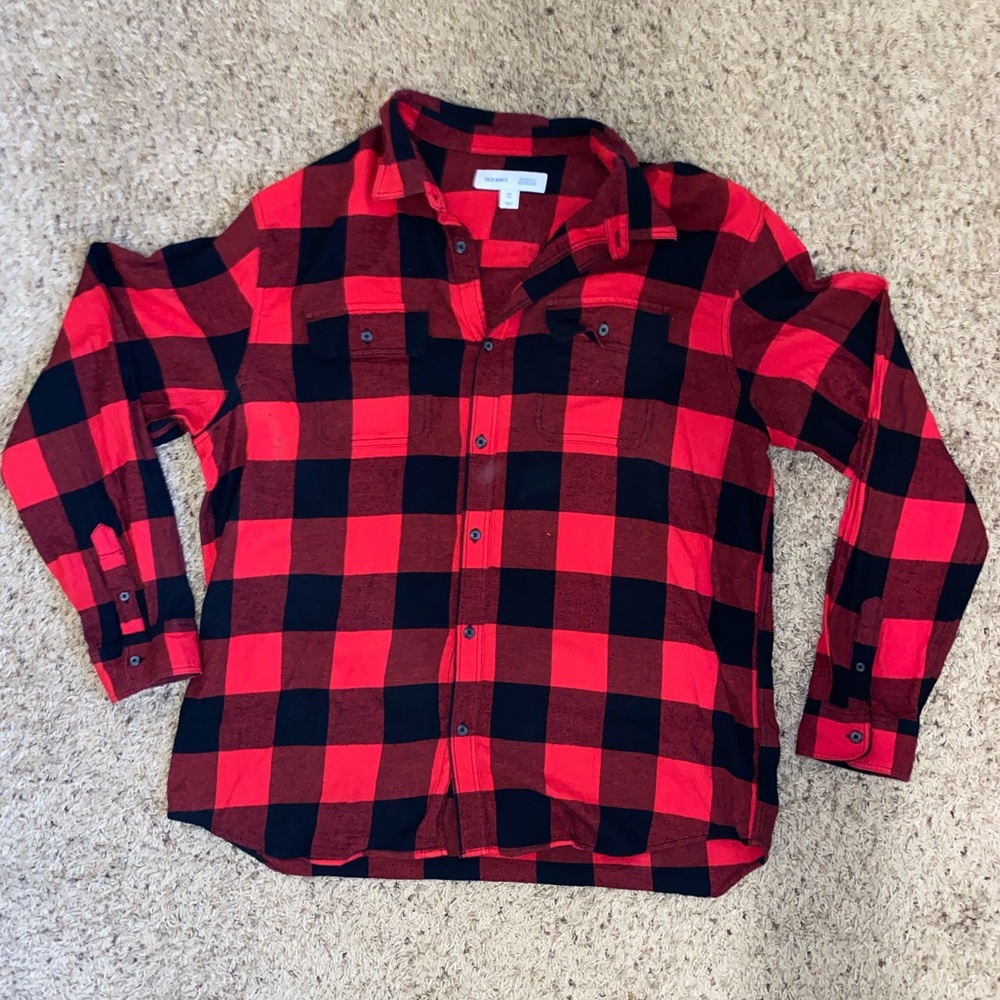 Men’s Plaid Red and Black Old Navy Shirt size XXL Tall